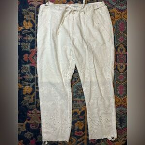 Sundance Eyelet Cropped Pants with Drawstring Waist